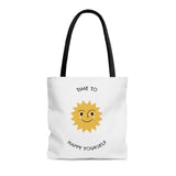 Time To Happy Yourself Tote Bag - Black & White Edition, EcoFriendly Tote Bag, Comfortable Bag, Feel Good Factor Tote Bag