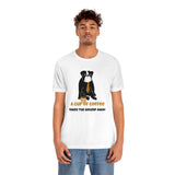 A Cup of Coffee Takes the Grump Away T-Shirt, Grumpy Dog and Coffee T-Shirt, Coffee T-Shirt, Dog T-Shirt (Bella+Canvas 3001)