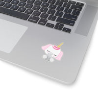 Unicorn - Pink Ear White Head Closed Eyes (Sticker)