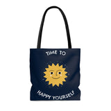 Time To Happy Yourself Tote Bag - Dark Edition, Comfortable Tote Bag, Feel Good Factor Tote Bag