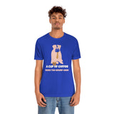 A Cup of Coffee Takes the Grump Away T-Shirt, Grumpy Dog and Coffee T-Shirt, Coffee T-Shirt, Dog T-Shirt (Bella+Canvas 3001)