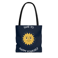 Time To Happy Yourself Tote Bag - Dark Edition, Comfortable Tote Bag, Feel Good Factor Tote Bag