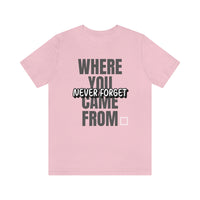 Never Forget Where You Came From T-Shirt, Cool T-Shirt, Humbleness T-Shirt (Bella+Canvas 3001)