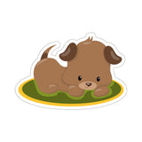 Dog - Brown Dog Lying on Mat (Sticker)