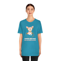 Coffee and Dogs Make The World Go Round T-Shirt, Coffee Lovers T-Shirt, Cat Lovers T-Shirt (Bella+Canvas 3001)