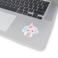 Unicorn - Blue Ear Pink Head (Sticker)