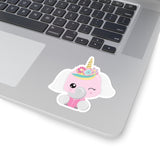 Unicorn - White Ear Pink Head & Winking (Sticker)