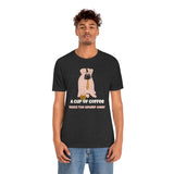 A Cup of Coffee Takes the Grump Away T-Shirt, Grumpy Dog and Coffee T-Shirt, Coffee T-Shirt, Dog T-Shirt (Bella+Canvas 3001)