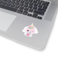 Unicorn - White Ear Pink Head & Winking (Sticker)