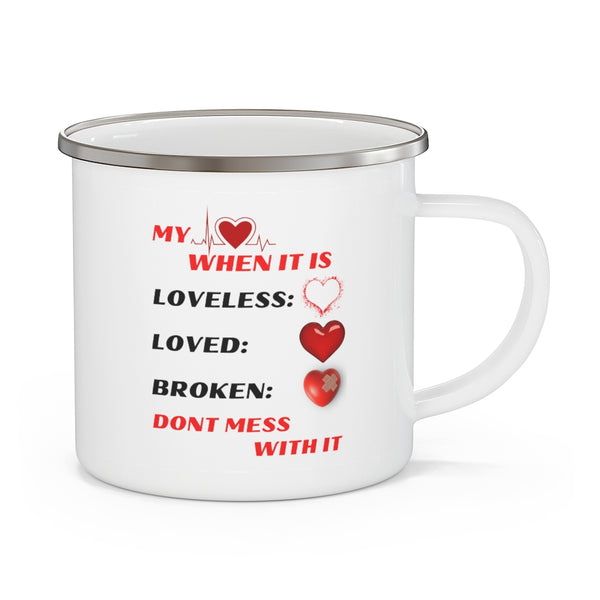 My (Delicate) Heart Enamel Camping Mug, Coffee Mug