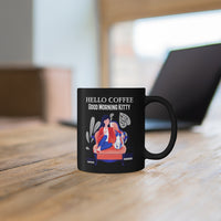 Hello Coffee Good Morning Kitty Black mug, Coffee Mug