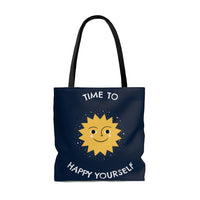 Time To Happy Yourself Tote Bag - Dark Edition, Comfortable Tote Bag, Feel Good Factor Tote Bag