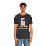 A Cup of Coffee Takes the Grump Away T-Shirt, Grumpy Dog and Coffee T-Shirt, Coffee T-Shirt, Dog T-Shirt (Bella+Canvas 3001)