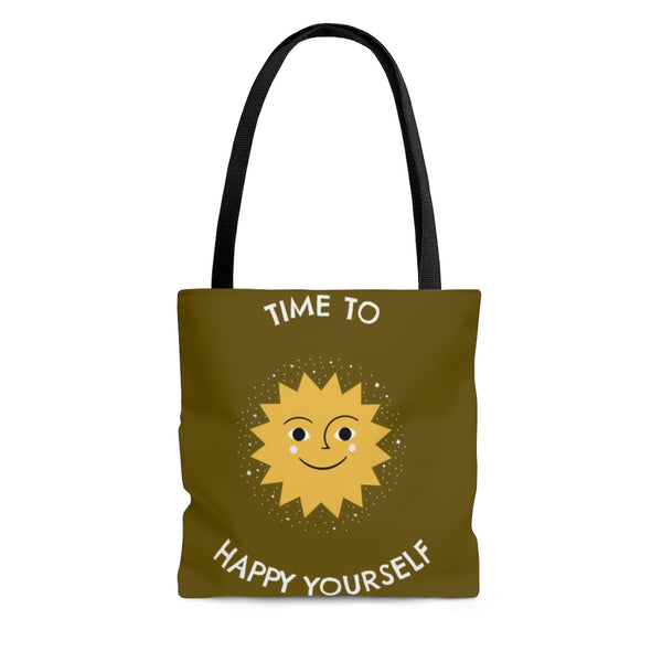 Time To Happy Yourself Tote Bag - Olive Edition, Comfortable Tote Bag, Feel Good Factor Tote Bag