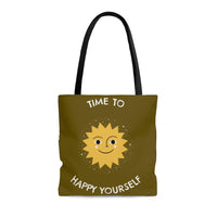 Time To Happy Yourself Tote Bag - Olive Edition, Comfortable Tote Bag, Feel Good Factor Tote Bag