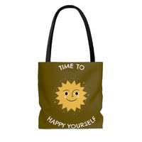 Time To Happy Yourself Tote Bag - Olive Edition, Comfortable Tote Bag, Feel Good Factor Tote Bag