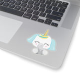 Unicorn - Blue Ear White Head (Sticker)