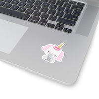 Unicorn - Pink Ear White Head Closed Eyes (Sticker)