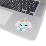 Unicorn - Pink Ear Blue Head (Sticker)