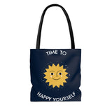 Time To Happy Yourself Tote Bag - Dark Edition, Comfortable Tote Bag, Feel Good Factor Tote Bag