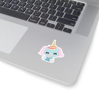 Unicorn - Pink Ear Blue Head (Sticker)