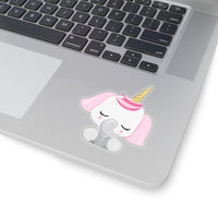 Unicorn - Pink Ear White Head Closed Eyes (Sticker)